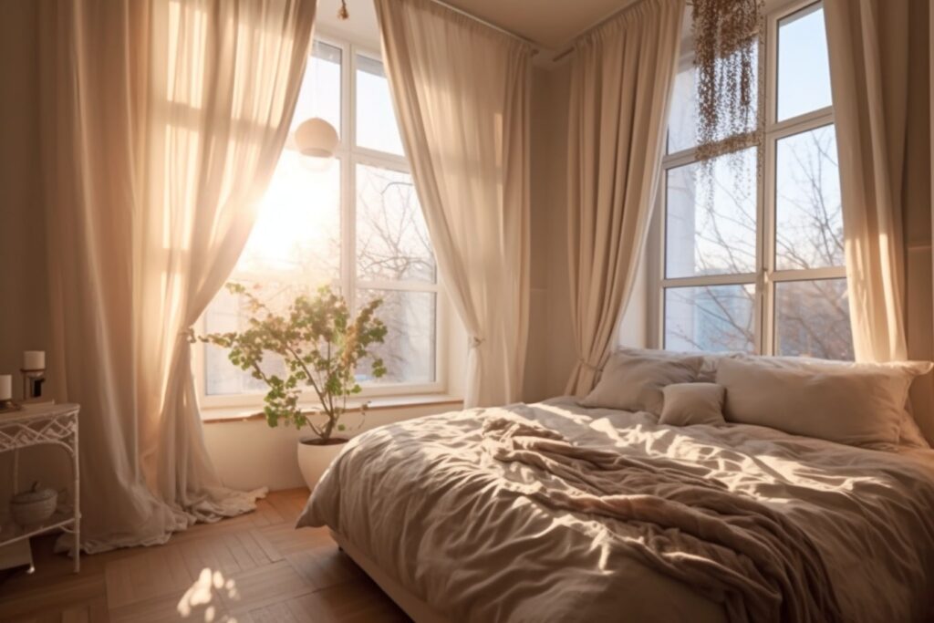 Use cortinas para controlar a luz e a privacidade