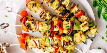 Espetadas de frango no forno