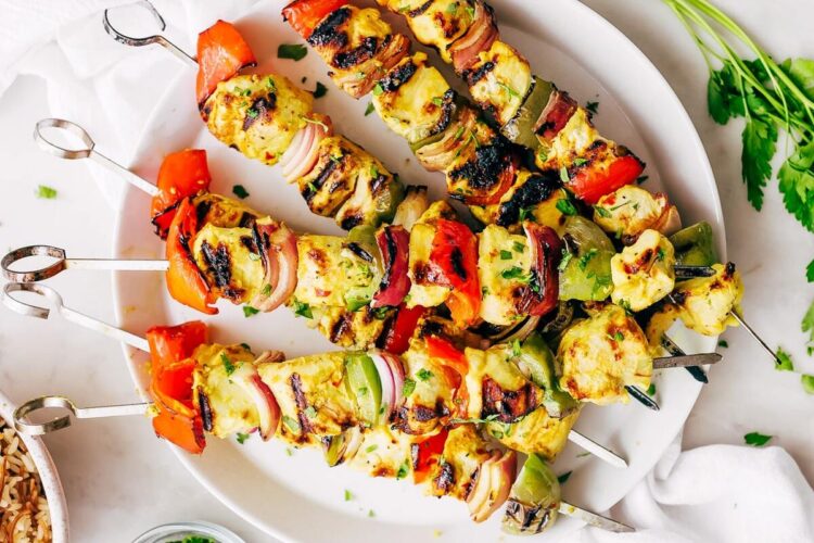 Espetadas de frango no forno