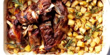 Borrego assado no forno à Alentejana