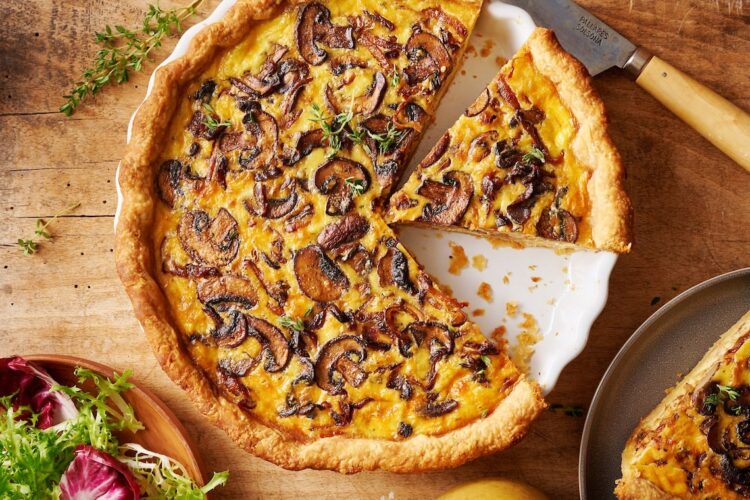 Quiche de cogumelos e bacon