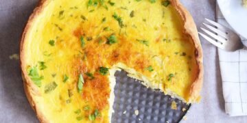 Quiche de frango com natas