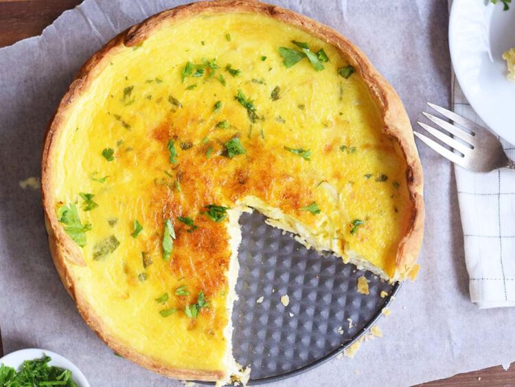Quiche de frango com natas
