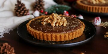 Tarte de noz e chocolate