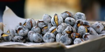 Castanhas assadas no forno com alecrim