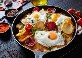 Ovos rotos com chouriço: