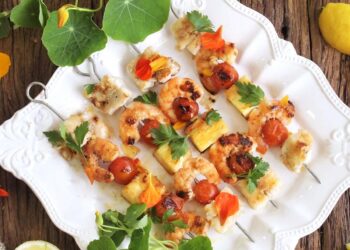 Espetadas de lulas com gambas