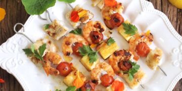 Espetadas de lulas com gambas