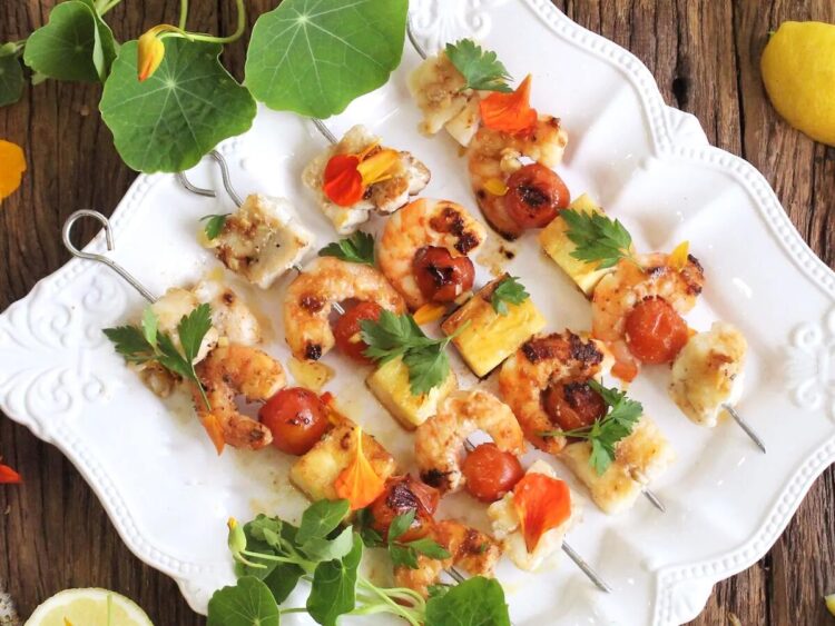 Espetadas de lulas com gambas