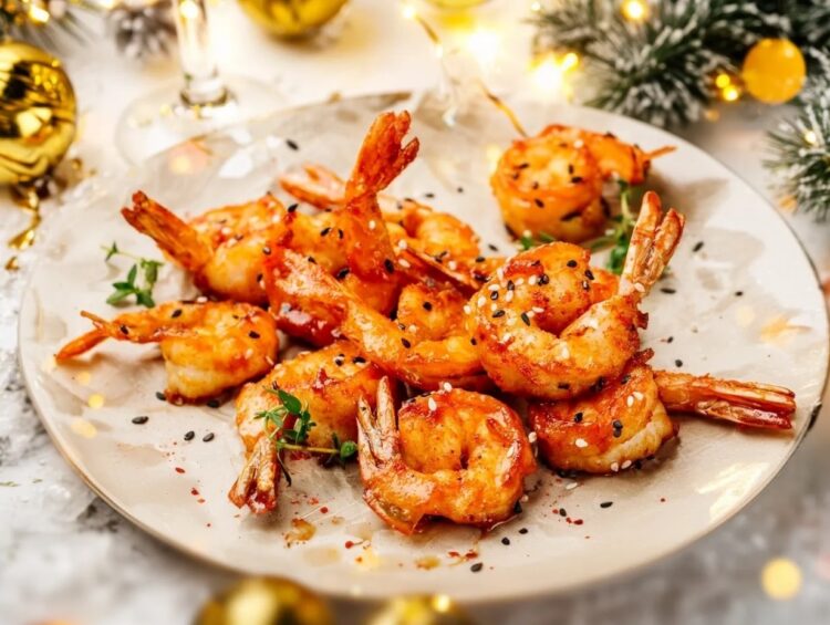 Camarões grelhados com molho de ervas e azeite