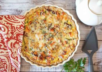 Quiche de salmão e cogumelos