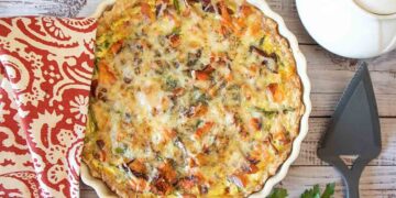 Quiche de salmão e cogumelos