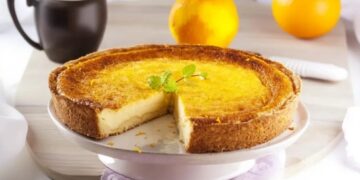 Tarte de requeijão e laranja