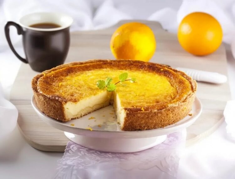 Tarte de requeijão e laranja