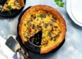 Quiche de fiambre e cogumelos