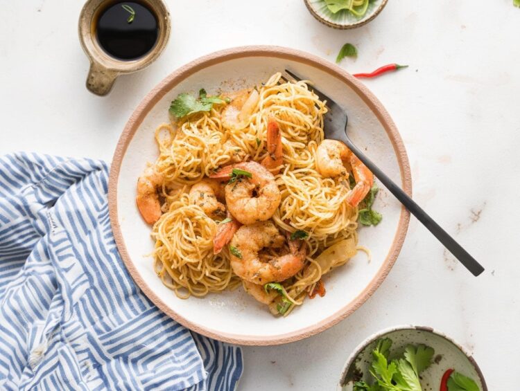 Esparguete com gambas