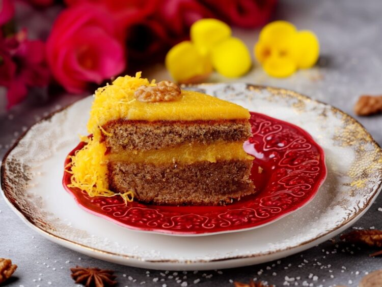 Bolo de nozes com doce de ovos