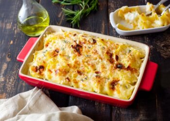 Bacalhau no forno com puré