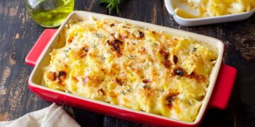 Bacalhau no forno com puré