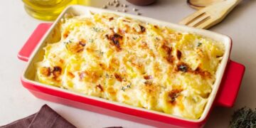 Bacalhau gratinado com espinafres