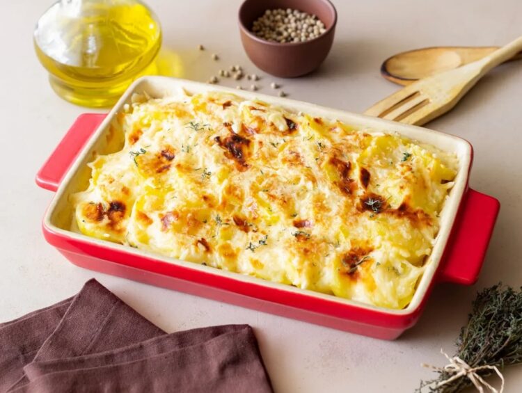 Bacalhau gratinado com espinafres