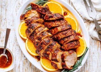 Lombo de porco assado com laranja