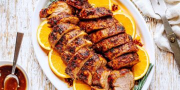 Lombo de porco assado com laranja