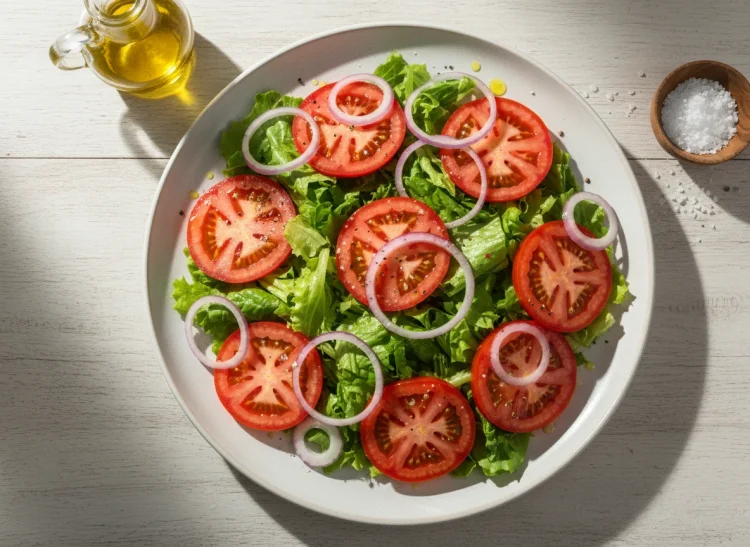 Salada de tomate e cebola à moda antiga: simples e refrescante