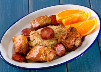 Migas à Alentejana com entrecosto
