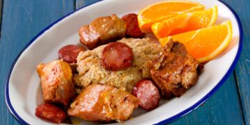 Migas à Alentejana com entrecosto
